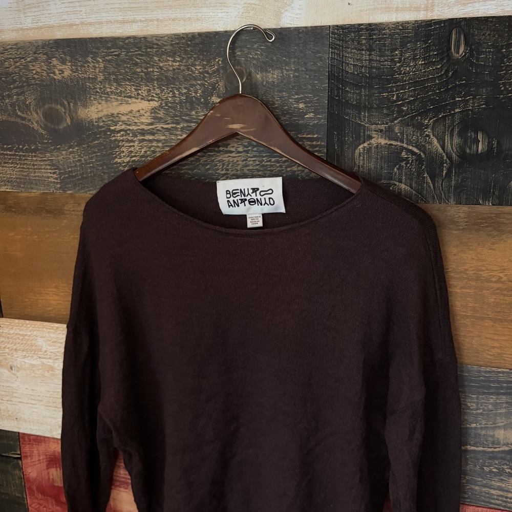 Bad Bunny Zara Benito Antonio Antonyo Linen Wool Brown Cropped Sweater M - Picture 2 of 8
